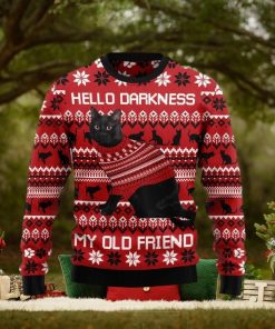 Christmas Ugly Sweater Black Cat Hello Darkness My Old Friend Funny Sweater Gift For Men And Women
