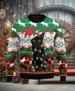 Christmas Ugly Sweater Black Cat Light Funny Sweater Gift For Men And Women