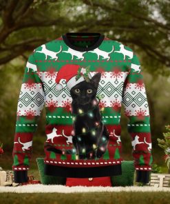 Christmas Ugly Sweater Black Cat Light Funny Sweater Gift For Men And Women