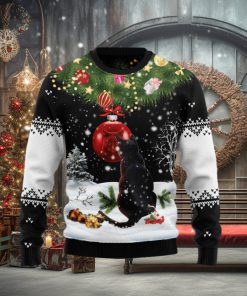 Christmas Ugly Sweater Black Cat Mirror Funny Sweater Gift For Men And Women