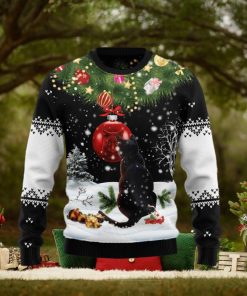 Christmas Ugly Sweater Black Cat Mirror Funny Sweater Gift For Men And Women