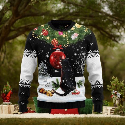 Christmas Ugly Sweater Black Cat Mirror Funny Sweater Gift For Men And Women
