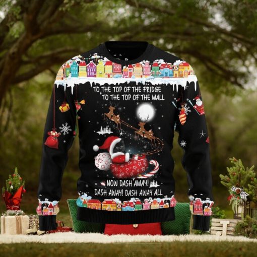 Christmas Ugly Sweater Black Cat Sleigh Christmas Funny Sweater Gift For Men And Women
