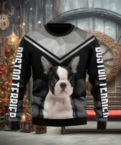 Christmas Ugly Sweater Boston Terrier Funny Sweater Gift For Men And Women