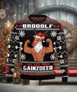Christmas Ugly Sweater Brodolf The Red Nose Gainzdeer Gym Funny Sweater Gift For Men And Women