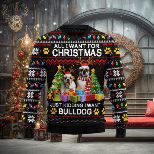 Christmas Ugly Sweater Bulldog Christmas Funny Sweater Gift For Men And Women
