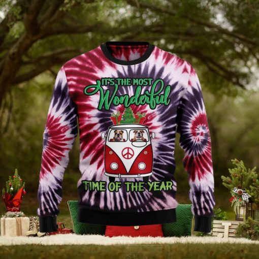 Christmas Ugly Sweater Bulldog Tie Dye Funny Sweater Gift For Men And Women