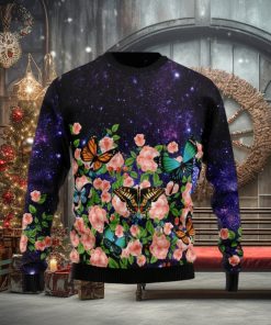 Christmas Ugly Sweater Butterfly Flowers Funny Sweater Gift For Men And Women