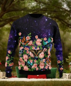 Christmas Ugly Sweater Butterfly Flowers Funny Sweater Gift For Men And Women
