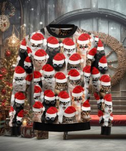 Christmas Ugly Sweater Cat Glasses Funny Sweater Gift For Men And Women