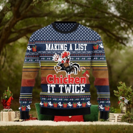 Christmas Ugly Sweater Chicken It Twice Funny Sweater Gift For Men And Women