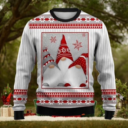 Christmas Ugly Sweater Christmas Gnome Print Crew Neck Sweatshirt Christmas