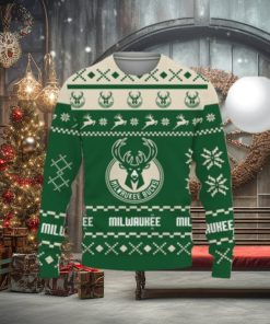 Christmas Ugly Sweater Snow Santa Pattern Logo Milwaukee Bucks Hot Trend For Fans Club