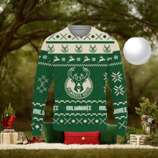 Christmas Ugly Sweater Snow Santa Pattern Logo Milwaukee Bucks Hot Trend For Fans Club