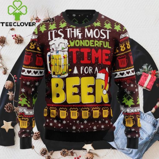 Christmas Wonderful Time For A Beer Ugly Christmas Sweater, Xmas Sweatshirt