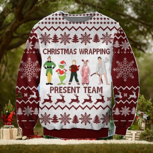 Christmas Wrapping Present Team Muppet Home Alone Elf Grinch Knitted 3D Sweater For Christmas