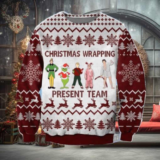 Christmas Wrapping Present Team Muppet Home Alone Elf Grinch Knitted 3D Sweater For Christmas