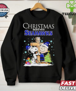 Christmas begins with Snoopy Seattle Seahawks God bless shirt