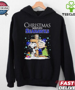Christmas begins with Snoopy Seattle Seahawks God bless shirt