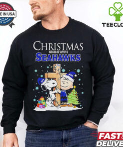 Christmas begins with Snoopy Seattle Seahawks God bless shirt