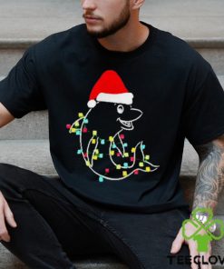 Christmas dolphin Santa hat xmas lights shirt