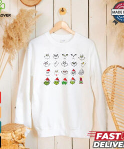 Christmas grinch face santa hat art shirt