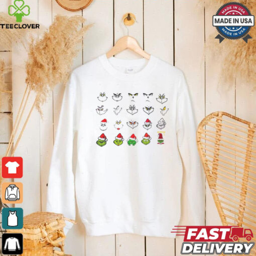 Christmas grinch face santa hat art shirt