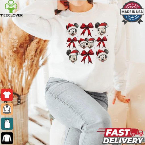 Christmas mouse Mickey Santa coquette bow shirt