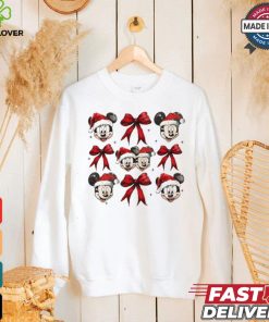 Christmas mouse Mickey Santa coquette bow shirt