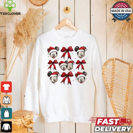Christmas mouse Mickey Santa coquette bow shirt