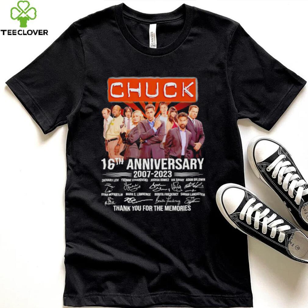 Chuck 16th anniversary 2007 2023 thank you for the memories signatures shirt Chuck 16th anniversary 2007 2023 thank you for the memories signatures shirt