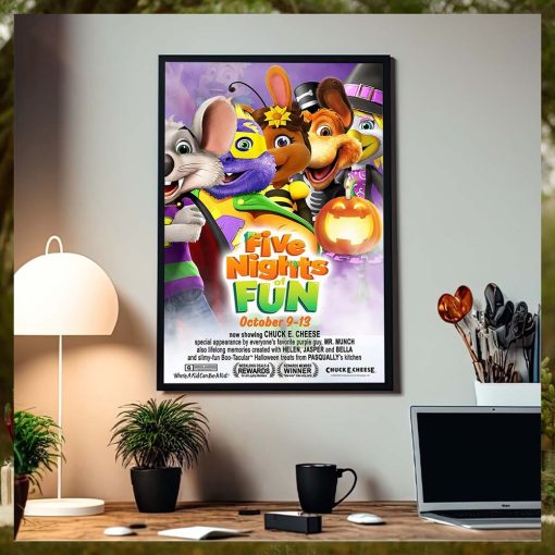 Chuck E Cheese Five Nights Of Fun Home Decor Poster Canvas