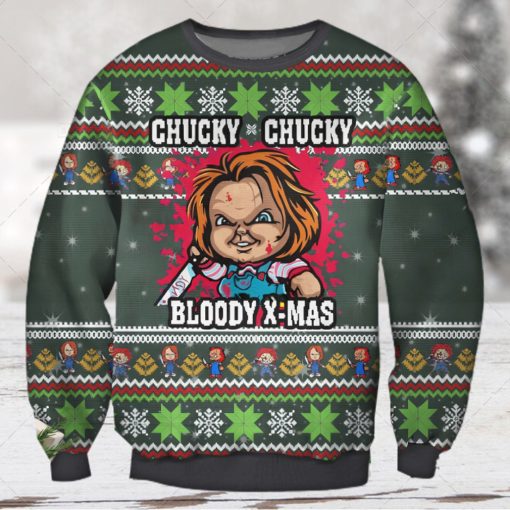 Chucky Chucky   Bloody X Mas Horror Movie Ugly Christmas Sweater 3D Shirt