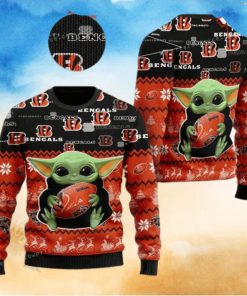 Cincinnati Bengal Baby Yoda Christmas Ugly Sweater Party