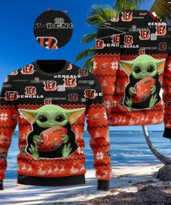 Cincinnati Bengal Baby Yoda Christmas Ugly Sweater Party