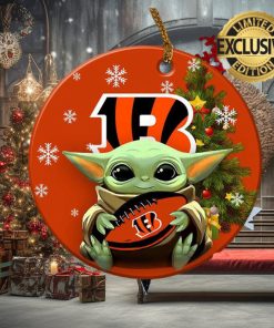 Cincinnati Bengals Baby Yoda NFL Christmas Decorations Ceramic Ornament
