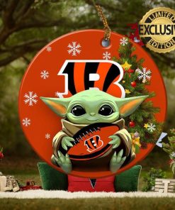 Cincinnati Bengals Baby Yoda NFL Christmas Decorations Ceramic Ornament