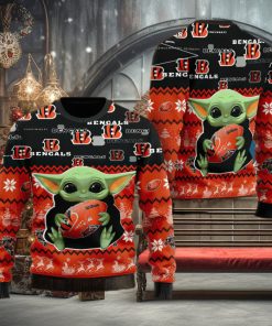 Cincinnati Bengals Baby Yoda Shirt For American Football Fans Ugly Xmas Sweater