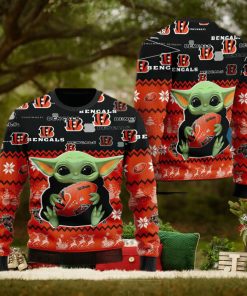 Cincinnati Bengals Baby Yoda Shirt For American Football Fans Ugly Xmas Sweater