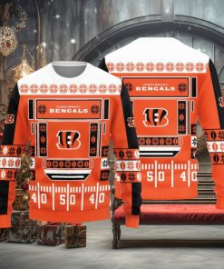 Cincinnati Bengals Christmas Ball Snowfalke Pattern Knitted Sweater