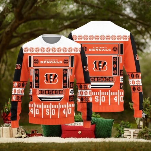 Cincinnati Bengals Christmas Ball Snowfalke Pattern Knitted Sweater