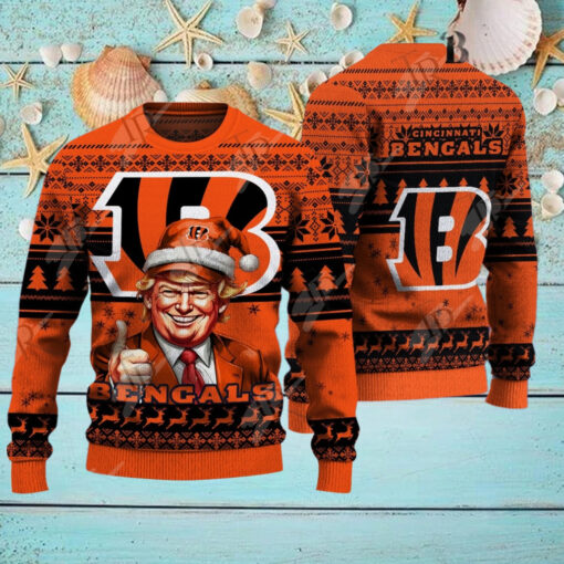 Cincinnati Bengals Christmas Donald Trump Knitted Sweater