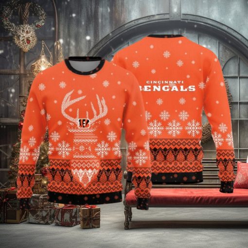 Cincinnati Bengals Christmas Reindeer Knitted Sweater