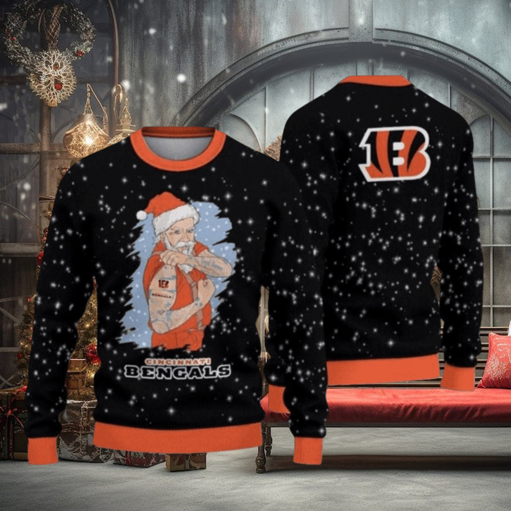 Cincinnati Bengals Christmas Santa Claus Tattoo Ugly Christmas Sweaters Cincinnati Bengals Christmas Santa Claus Tattoo Ugly Christmas Sweaters