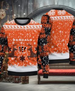 Cincinnati Bengals Fans Reindeer Fireplace Knitted Christmas Sweater