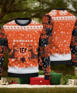 Cincinnati Bengals Fans Reindeer Fireplace Knitted Christmas Sweater
