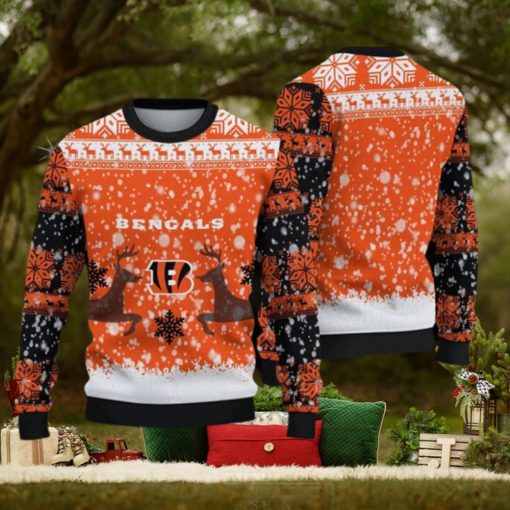 Cincinnati Bengals Fans Reindeer Fireplace Knitted Christmas Sweater