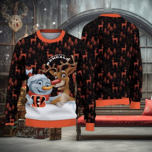Cincinnati Bengals Fans Reindeer Snowfall Knitted Christmas Sweater