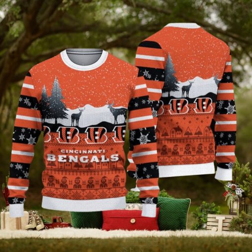 Cincinnati Bengals Fans Reindeers Pattern Ugly Christmas Sweater Gift