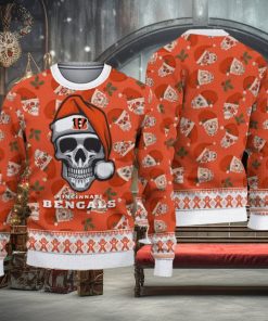 Cincinnati Bengals Fans Skull Sleigh Knitted Christmas Sweater